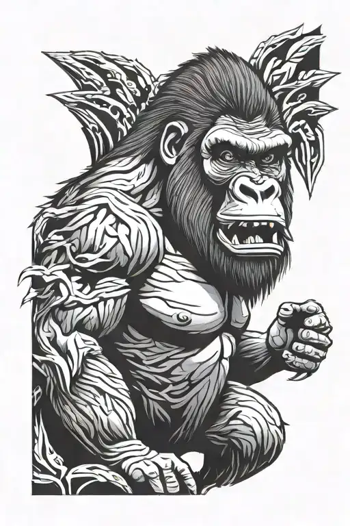 angry gorilla tattoo design idea