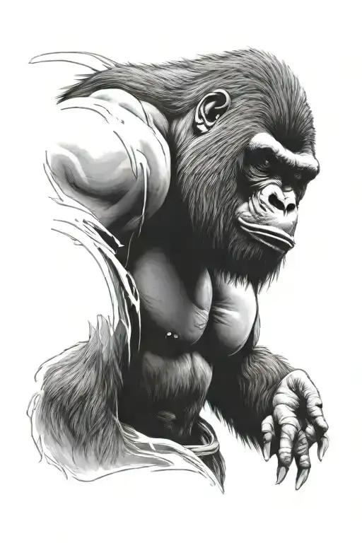 angry gorilla tattoo design idea