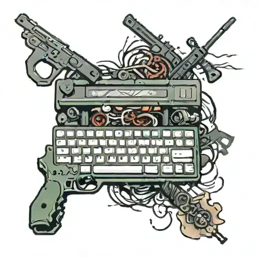 W A S D keys on the gaming computer keyboard along with a game counter strike reference tattoo design idea