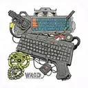 W A S D keys on the gaming computer keyboard along with a game counter strike reference tattoo design idea