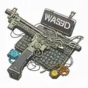 W A S D keys on the gaming computer keyboard along with a game counter strike reference tattoo design idea