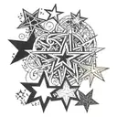 black, fine line, unconditional love, three stars tattoo design idea