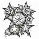 black, fine line, unconditional love, three stars tattoo design idea