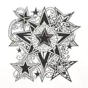 black, fine line, unconditional love, three stars tattoo design idea