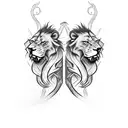 two headed lions facing opposite directions with a scorpion body tattoo design idea