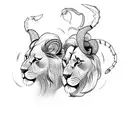 two headed lions facing opposite directions with a scorpion body tattoo design idea