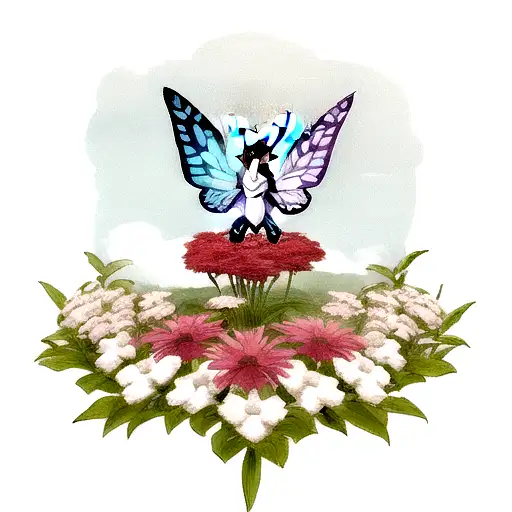 white memorial butterfly tattoo design idea