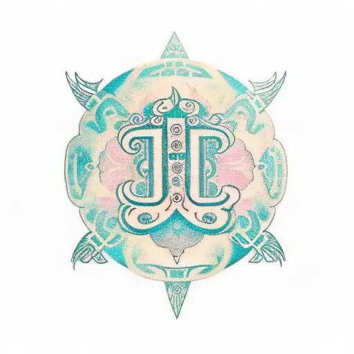 How about a circular design with "RAM" written in the center in a stylized font, surrounded by a peacock feather wrappin tattoo design idea