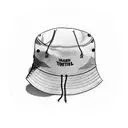 A bucket hat surrounded by sunglasses, with travel destinations engraved on them, symbolizing your passion for travel and your favorite accessories. tattoo design idea