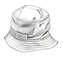 A bucket hat surrounded by sunglasses, with travel destinations engraved on them, symbolizing your passion for travel and your favorite accessories. tattoo design idea