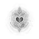 A simple, continuous line forming a heartbeat pattern, with a small heart shape in the middle, and the date "17-04-2023" tattoo design idea