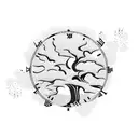 oak tree with clock tattoo design idea