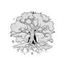 oak tree with clock tattoo design idea