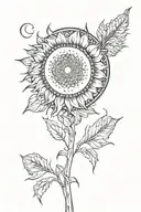 crecent moon above sunflowers indian style tattoo design idea