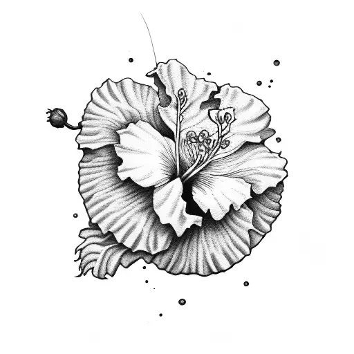 Hibiscus flower covering lion tattoo design idea