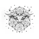 capricorn with flowers  tattoo design idea