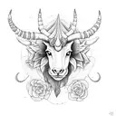 capricorn with flowers  tattoo design idea