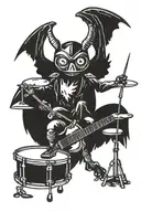 cute simplistic mothman playing drums tattoo design idea
