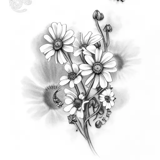 daisies and sweetpeas tattoo design idea