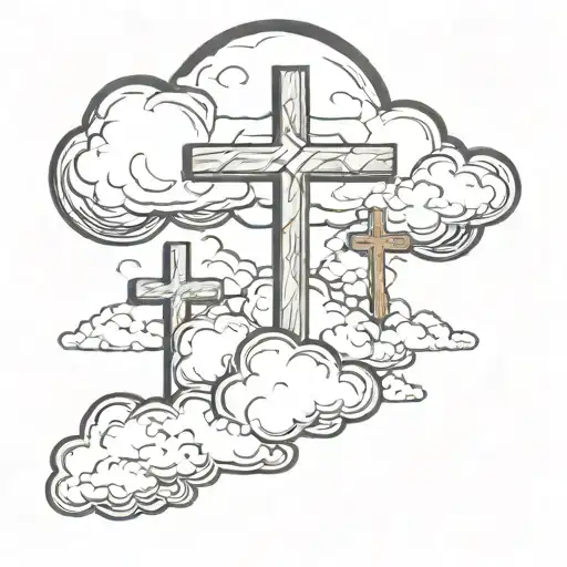3 cross with clouds surrounding tattoo design idea