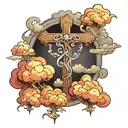 3 cross with clouds surrounding tattoo design idea