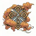 3 cross with clouds surrounding tattoo design idea