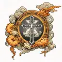 3 cross with clouds surrounding tattoo design idea