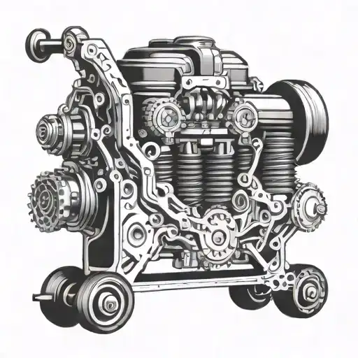 v8 engine skateboard tattoo design idea