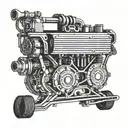 v8 engine skateboard tattoo design idea