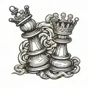 king and queen chess pieces holding hands tattoo design idea