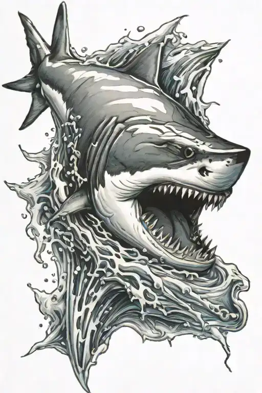 shark jumping tattoo design idea