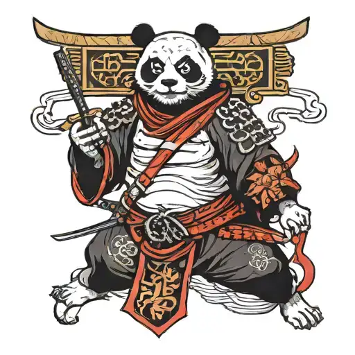 samurai panda tattoo design idea