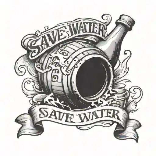 save water, drink barrel proof tattoo design idea
