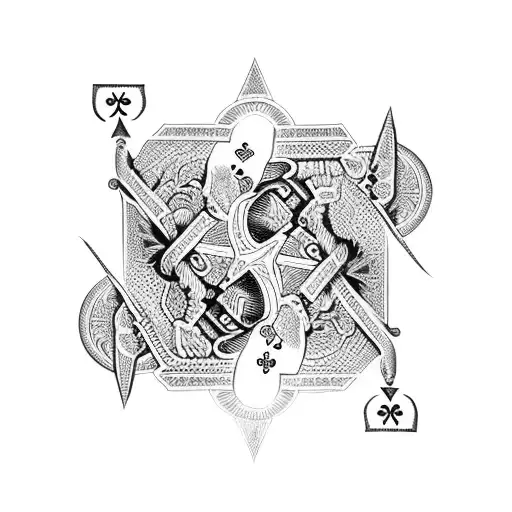 tooled leather with crosses playing cards dual pistol tattoo design idea
