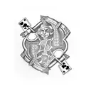 tooled leather with crosses playing cards dual pistol tattoo design idea