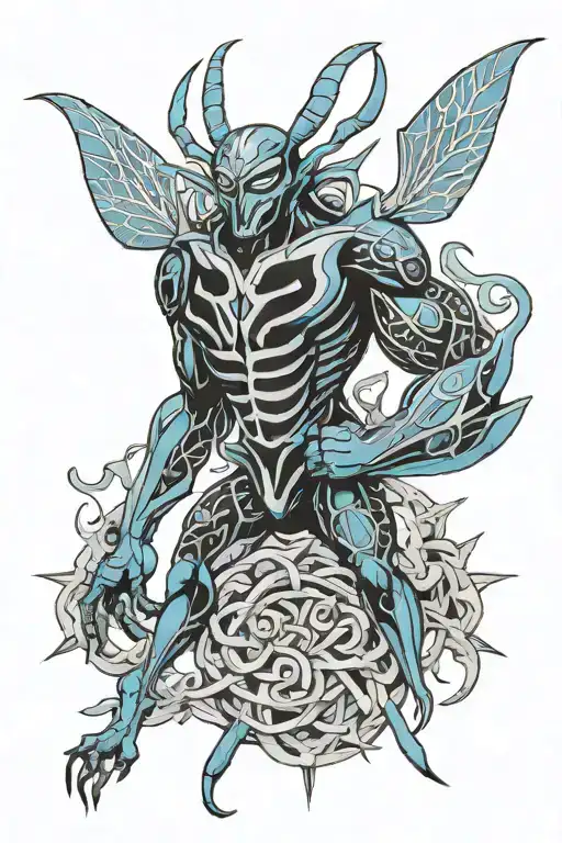 Ted Kord blue beetle ayahuasca fractals   tattoo design idea