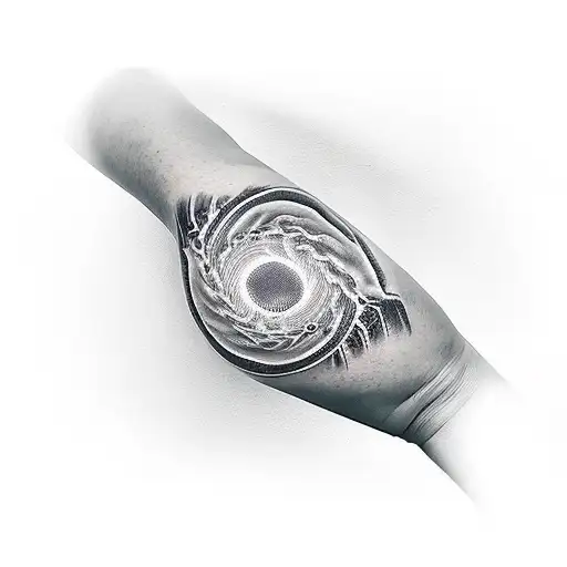 forearm vortex with a claw reaching ou to grab an angel falling tattoo design idea