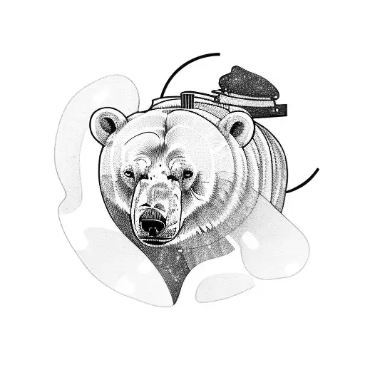 A polar bear DJ spinning records in a gym setting tattoo design idea