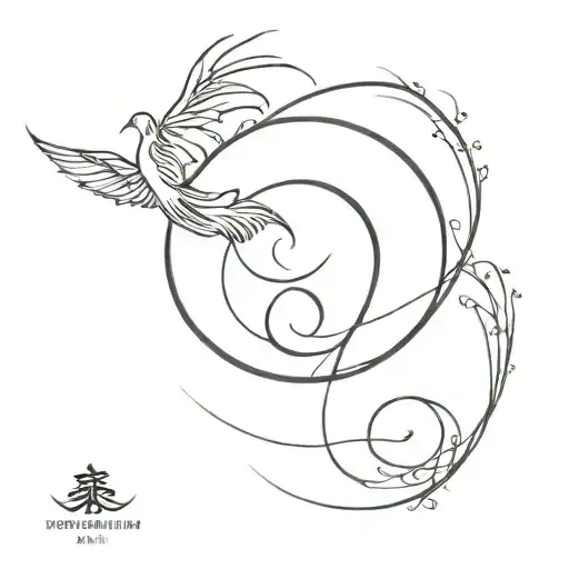 Name of the children Leonie and Julian on the forearm combined with infinity sign and WingTsun logo tattoo design idea