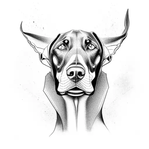 Doberman pinscher angry tattoo design idea