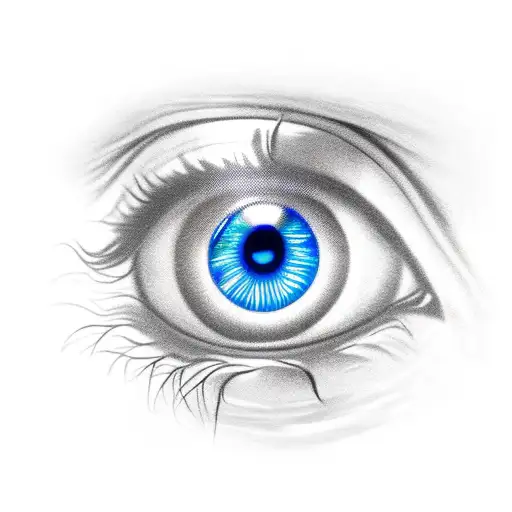 Osiris egipcian eye. blue eye. metallic style . 15mm focus  tattoo design idea