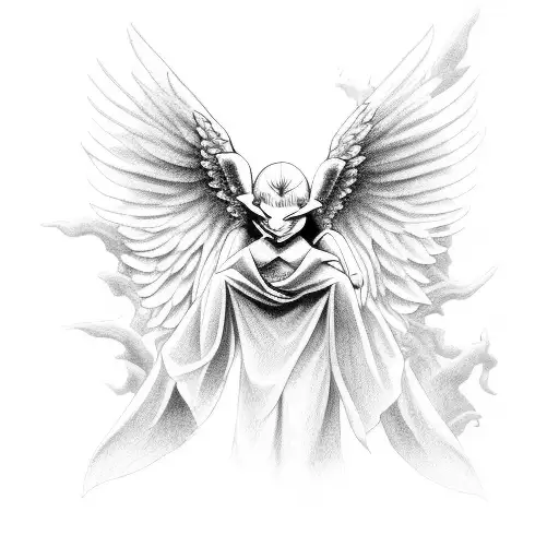 angel vs demon tattoo drawing