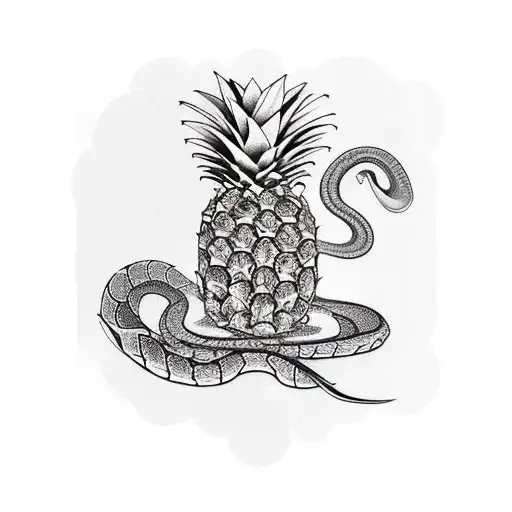 a snake wrapped around a pineapple  tattoo design idea