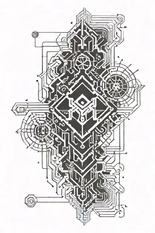cyber sigilism style tattoo tattoo design idea
