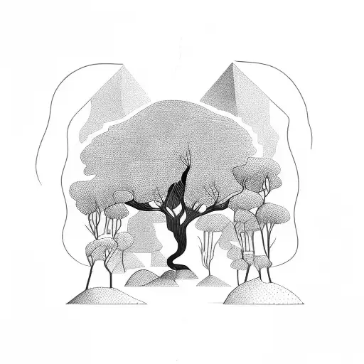 bosque muchos arboles negros tattoo design idea