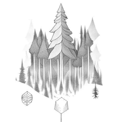 bosque arboles negros tattoo design idea