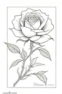 single rose with hidden date 12/22  tattoo design idea