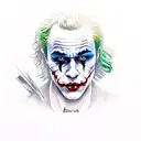 heath ledger joker burning card tattoo design idea