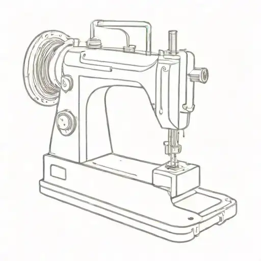 sewing machine, howitzer blended image forming tattoo design idea