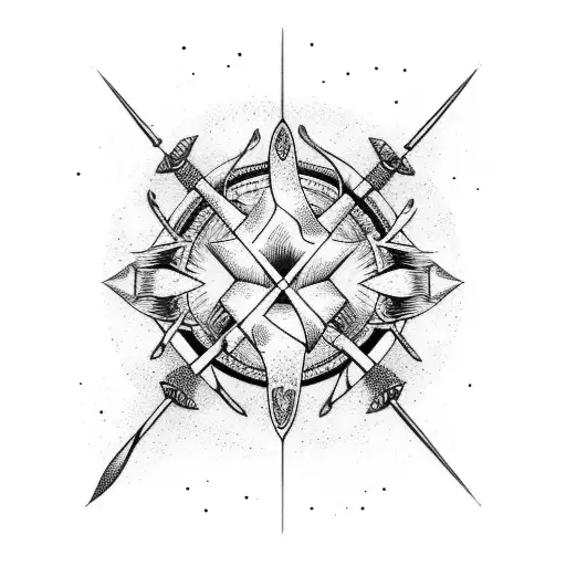 Virgo constellation with gladius sword tattoo design idea